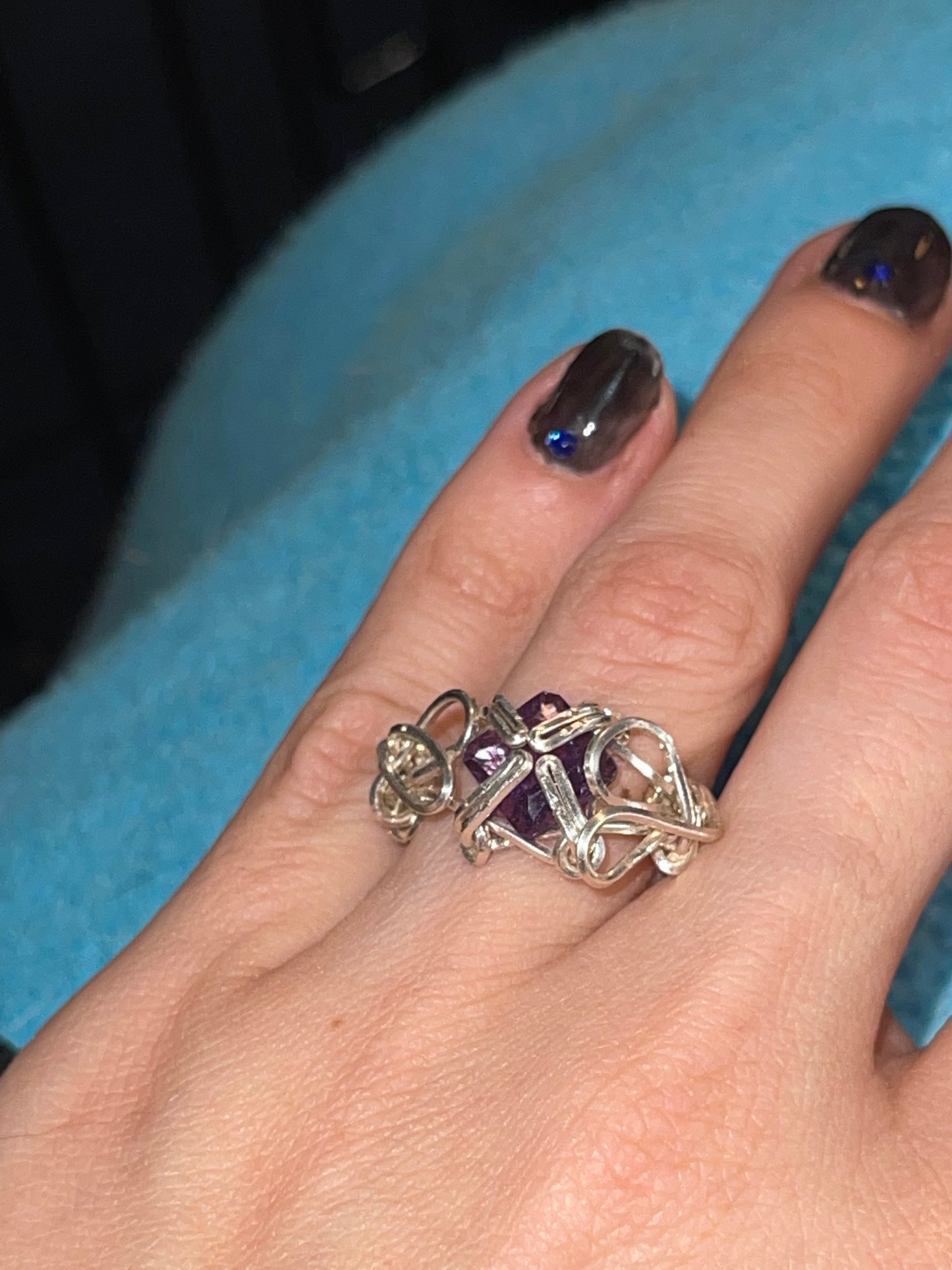 Amethyst Sterling Silver Wire Wrap Ring Size 5