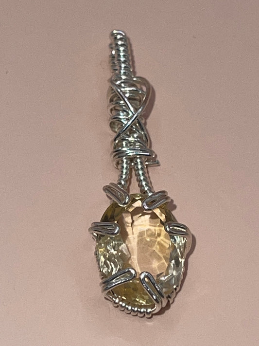 Citrine (X) Sterling Silver Wire Wrapped Pendant
