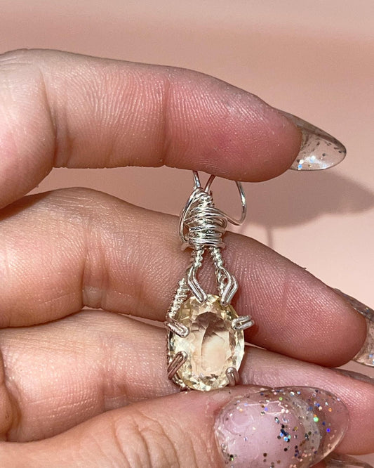 Citrine Sterling Silver Wire Wrapped Pendant